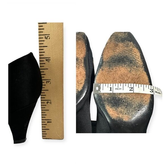 Vintage 60s Roger Vivier Black Satin Evening Pumps with Rhinestone Buckles - Picture 13 of 14